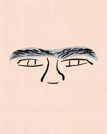 なだらかに弧を描く添乗員の眉毛のイラスト